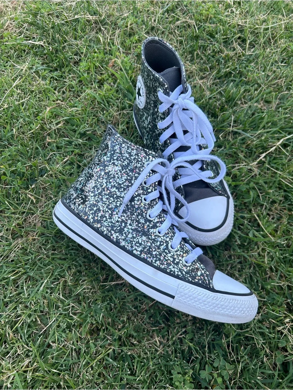 Converse Chuck Taylor Black Glitter High Tops Kids 3.5